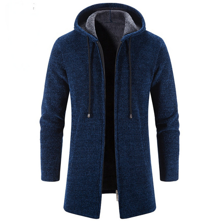 Vest Heren | Warme Lange Cardigan | Met Capuchon | Rits Sluiting