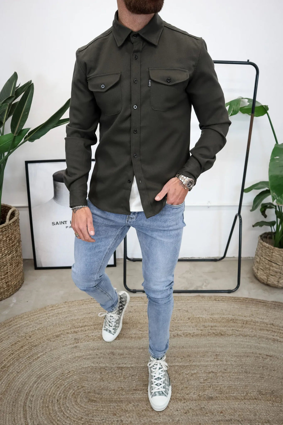 Piek stijl button down overhemd Jasje | Simon