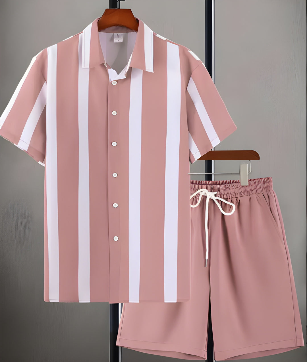 Heren Zomer Set | Barok Gestreept Overhemd & Trekkoord Shorts | Retro & Stijlvol