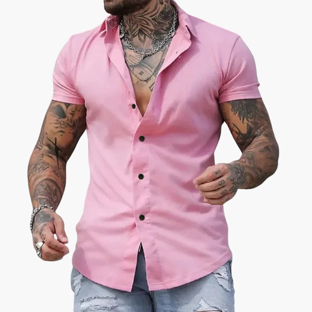 Heren Overhemd | Slim Fit | Korte Mouwen | Knoopsluiting