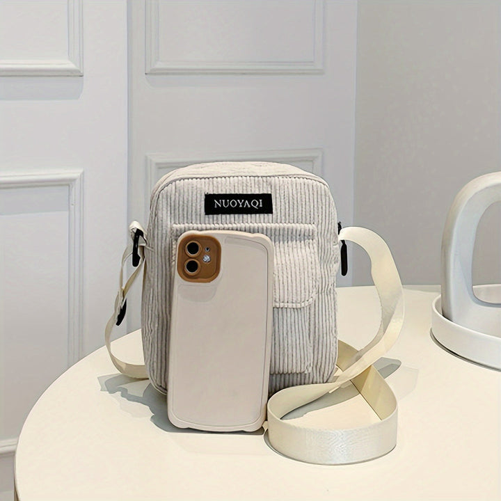 Heren Crossbody Tas | Ribfluweel | Meerdere Vakken & Verstelbare Band