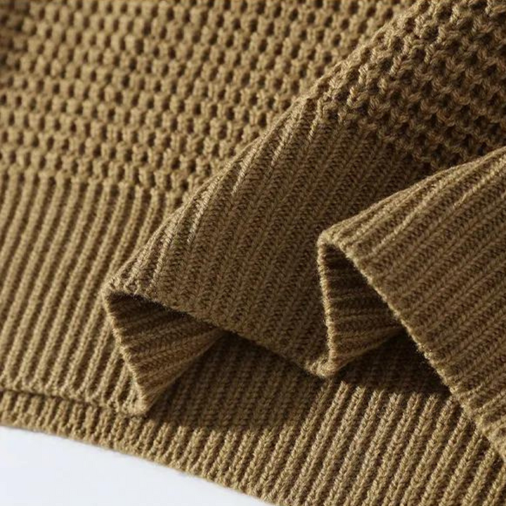 Luxe kasjmier trui voor heren met ronde hals en gestructureerd wafel patroon | Dani