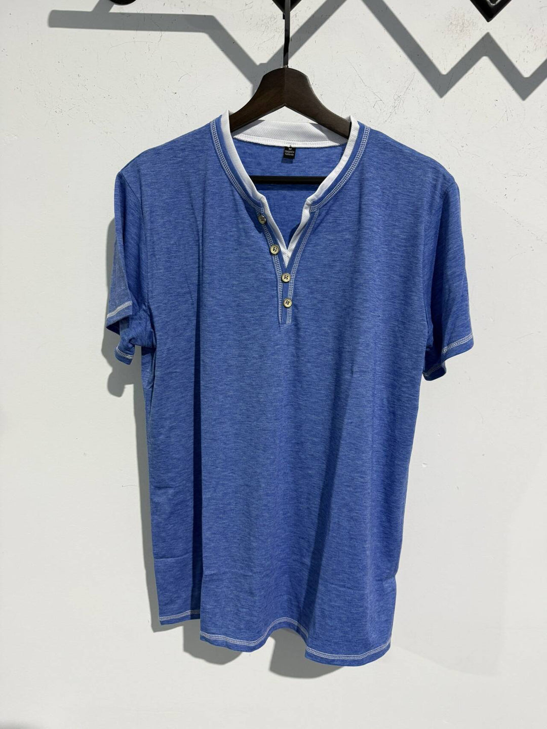 Heren Henley Shirt Korte Mouw - Moderne Knoopsluiting