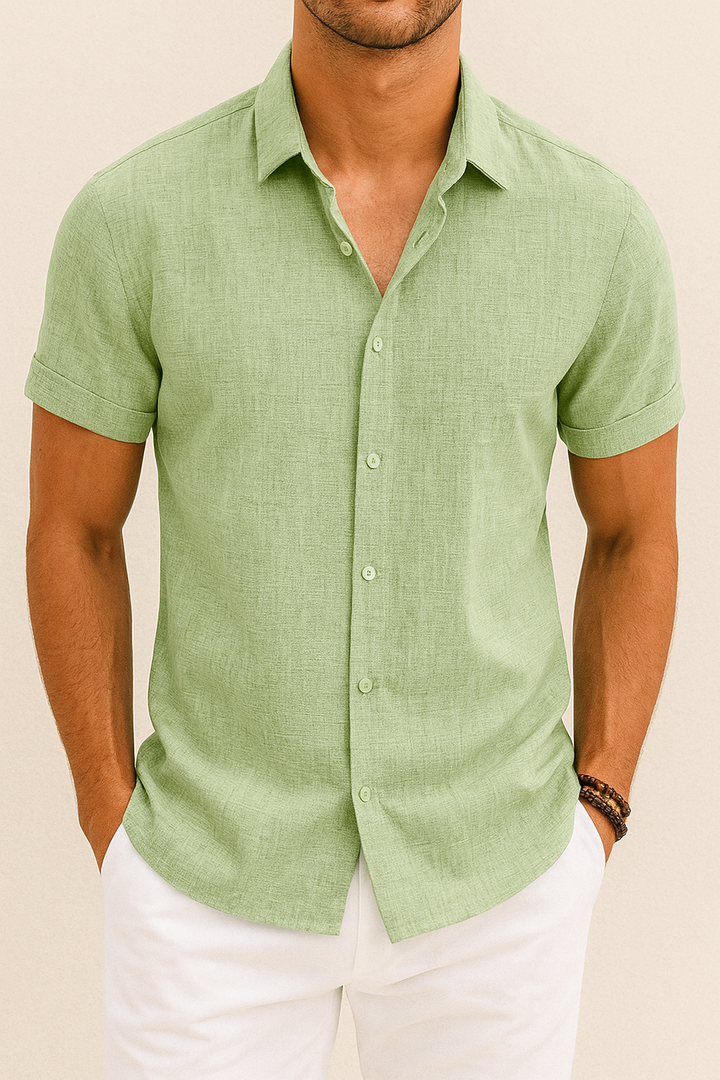 Heren Linnen Overhemd | Korte Mouwen | Casual & Formeel | Klassiek Design