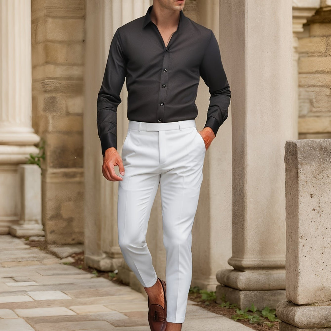 Heren Overhemd | Slim Fit | Effen & Subtiele Glans | Formeel & Casual