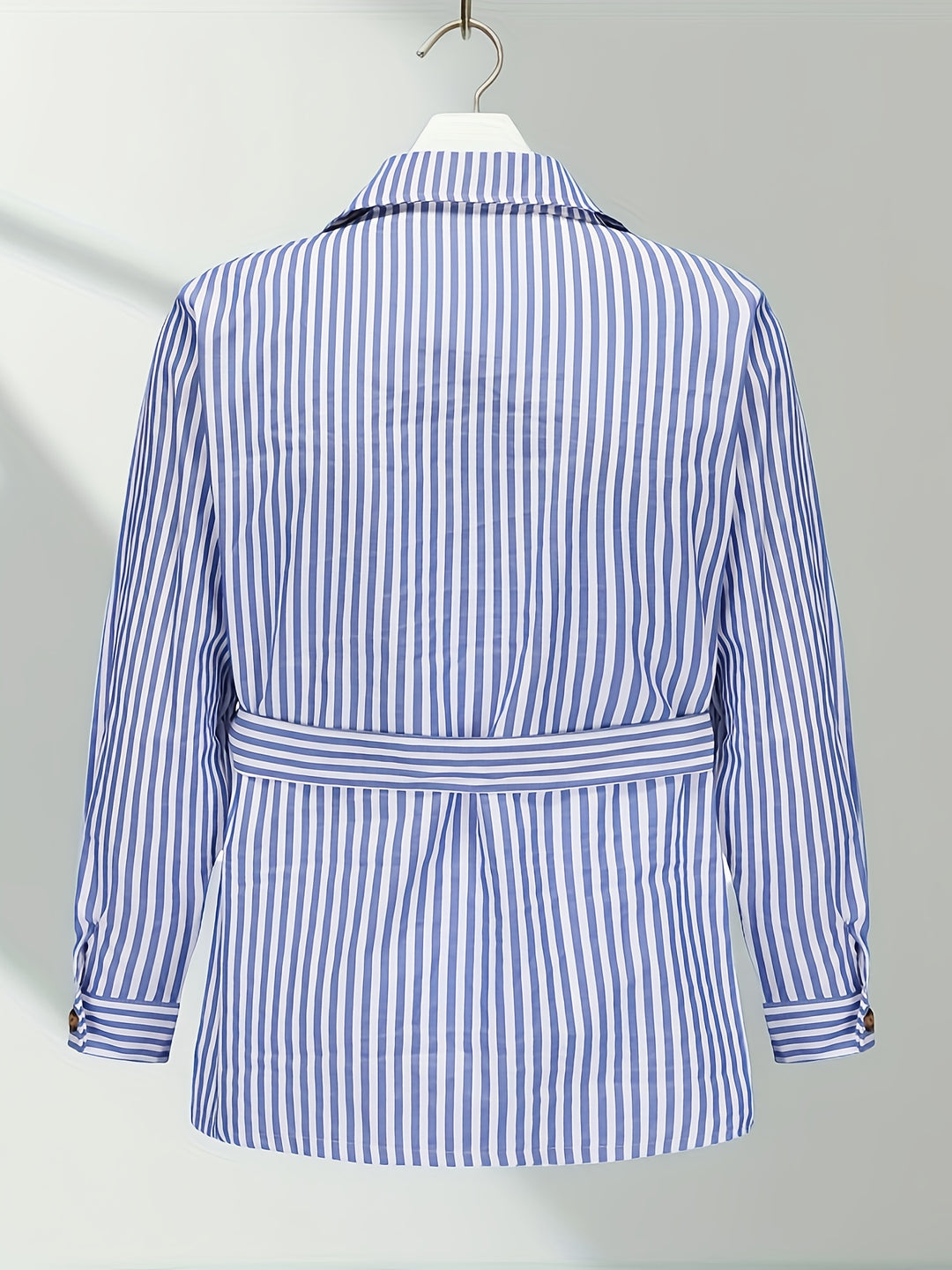 Heren Jas | Verticale Strepen | Klassieke Kraag & Ceintuurdetails | All-Season