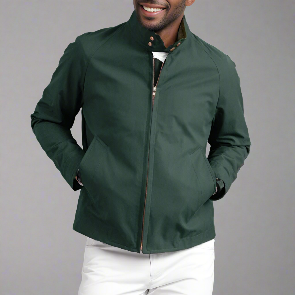 Heren Tussenjas | Vintage Look met Opstaande Kraag | Rits & Lange Mouwen | Casual