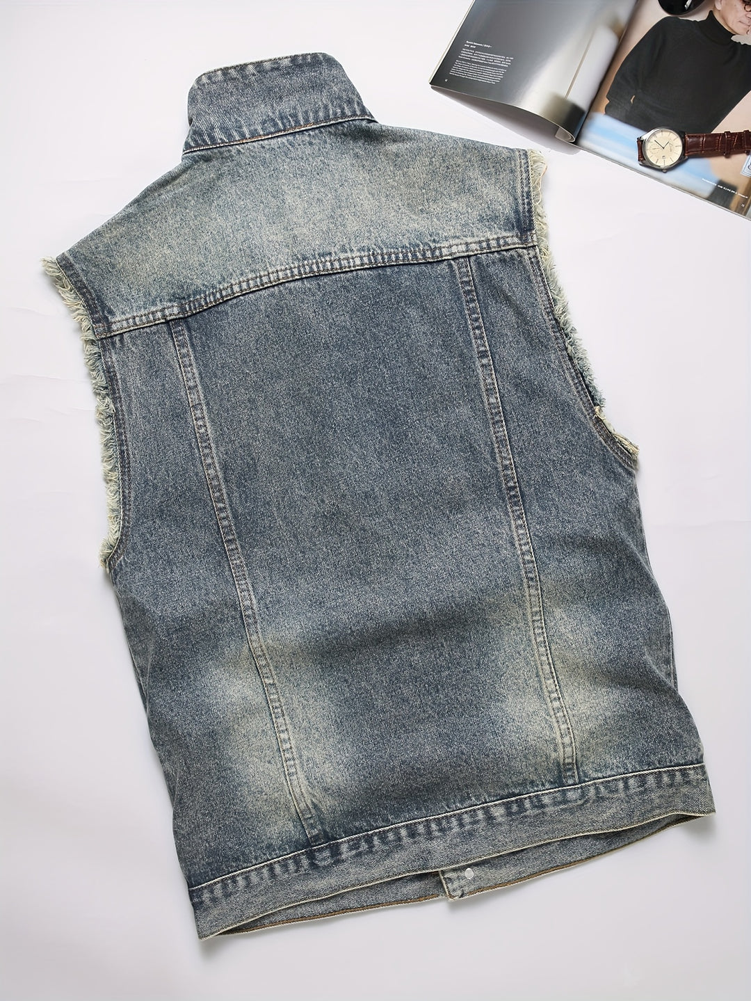Heren deminvest | Regular Fit Mouwloos Denimvest | Casual Zomeroutfit