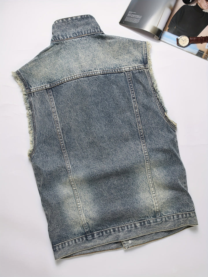 Heren deminvest | Regular Fit Mouwloos Denimvest | Casual Zomeroutfit