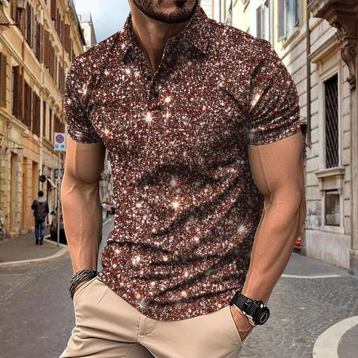 Heren Polo Shirt | Digitale Sterrenprint | Streetstyle & Zomerlook | Polyester