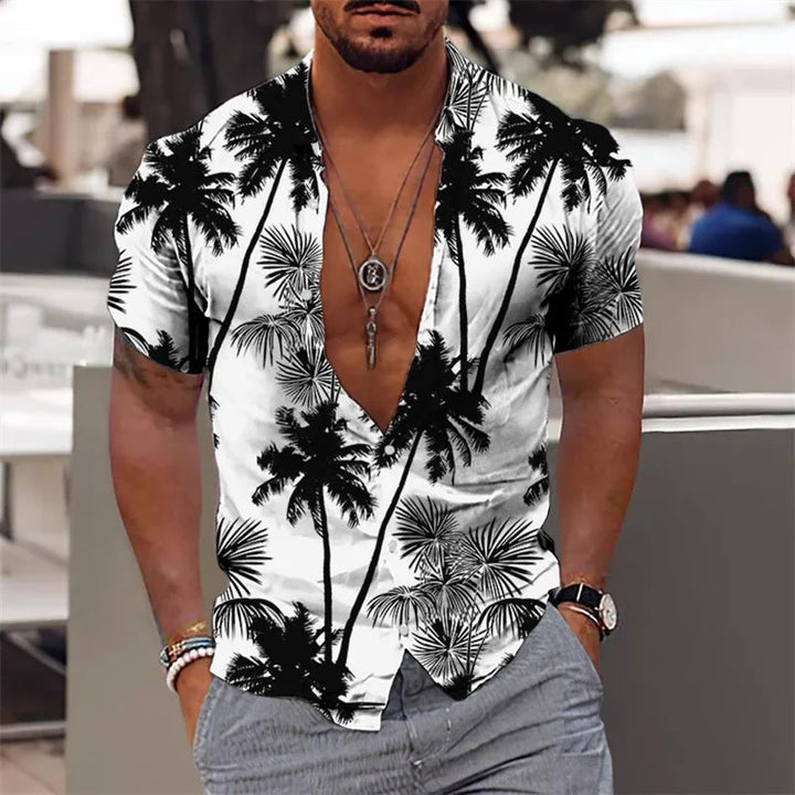 Heren Shirt | Botanische Print | Strandstijl | Zomer