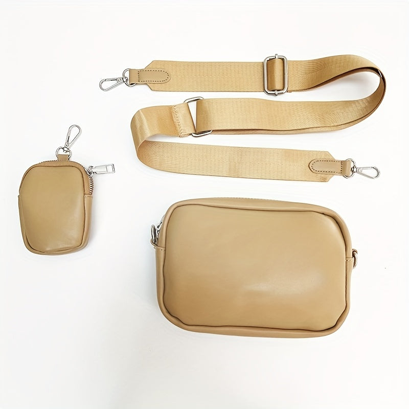 Heren Crossbody Tas | Vierkant Design met Portemonnee | Casual & Verstelbaar | PU Leer – Zwart