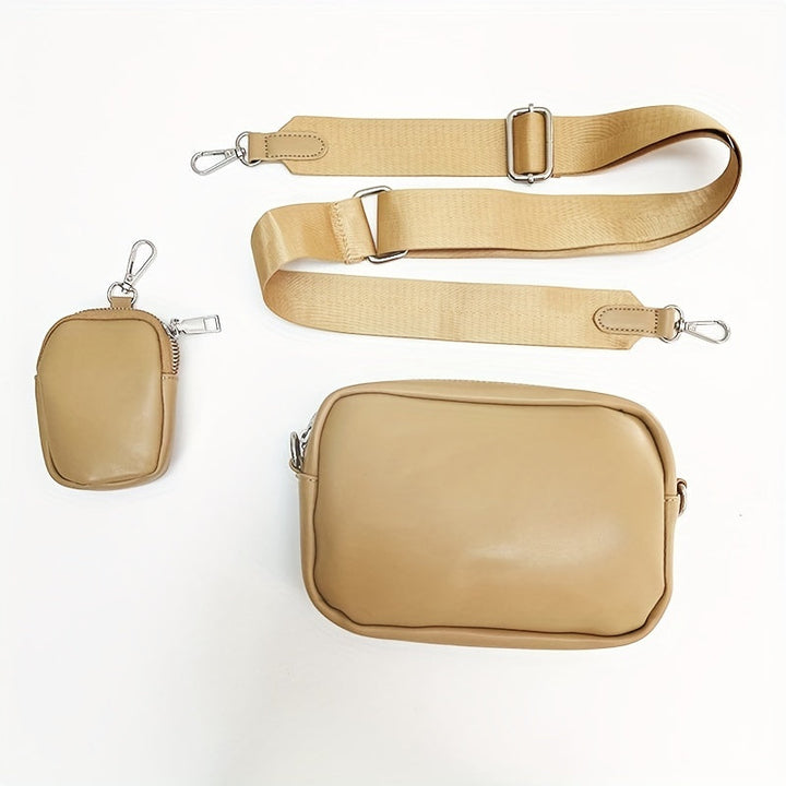 Heren Crossbody Tas | Vierkant Design met Portemonnee | Casual & Verstelbaar | PU Leer – Zwart