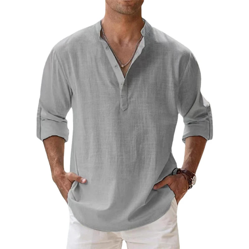 Heren Shirt | Straight | Opstaande Kraag | Zomer