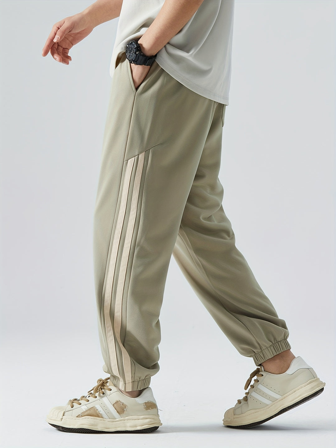Heren Joggingbroek | Gestreept Ontwerp | Comfort Fit | Zijzakken
