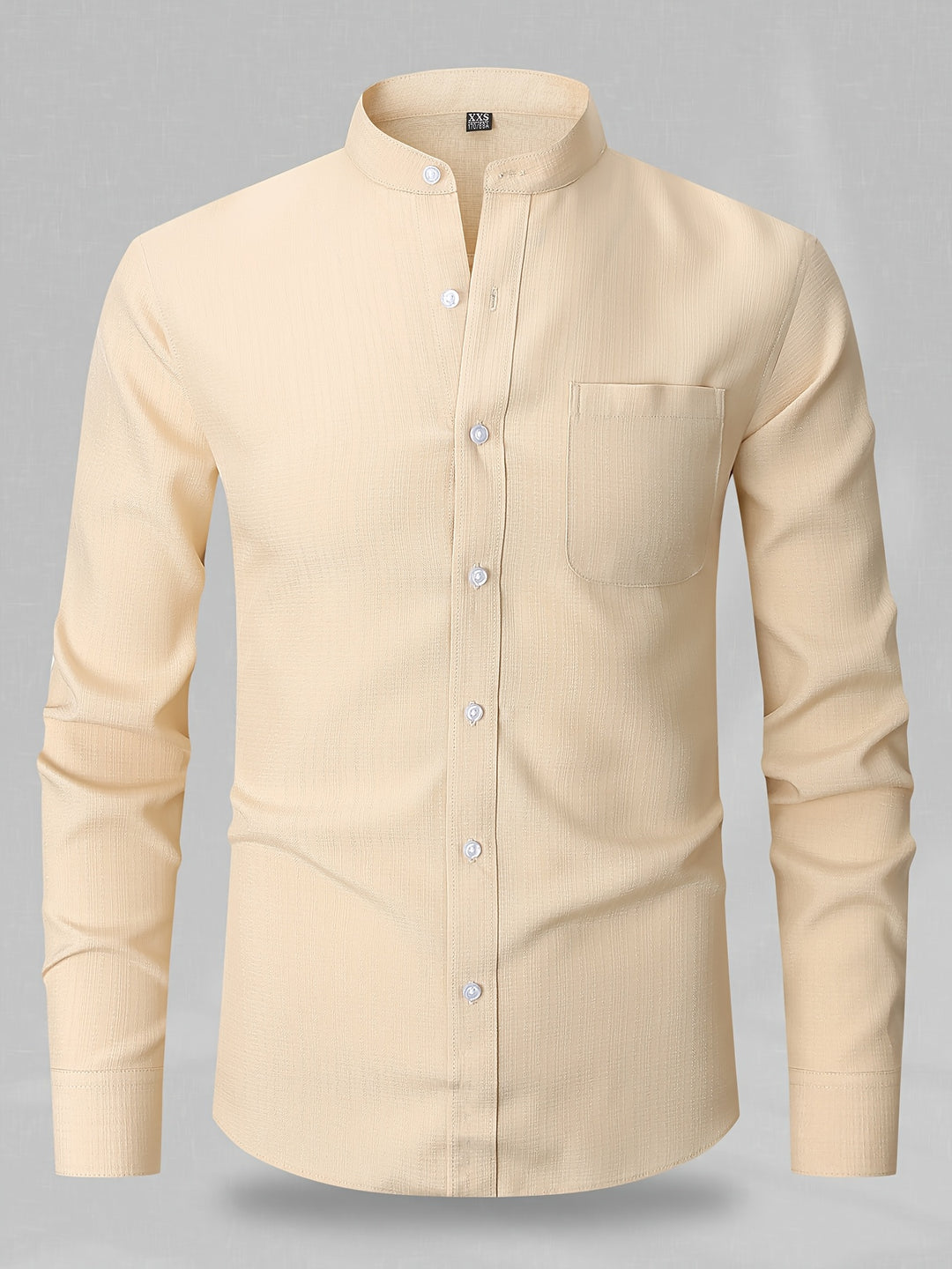 Heren Overhemd | Effen Kleur & Ronde Hals | Lange Mouwen & Casual Zakelijk