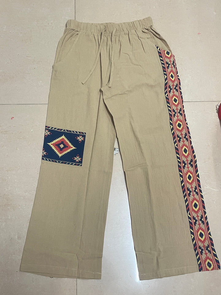 Heren Casual Broek | Etnische Stijl & Geometrisch Patroon | Trekkoord Taille | Lente