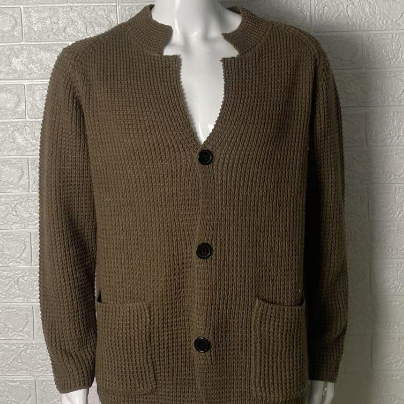 Elegante heren trui met knoopsluiting en opvallende hoge kraag voor een verheven stijl | Ties