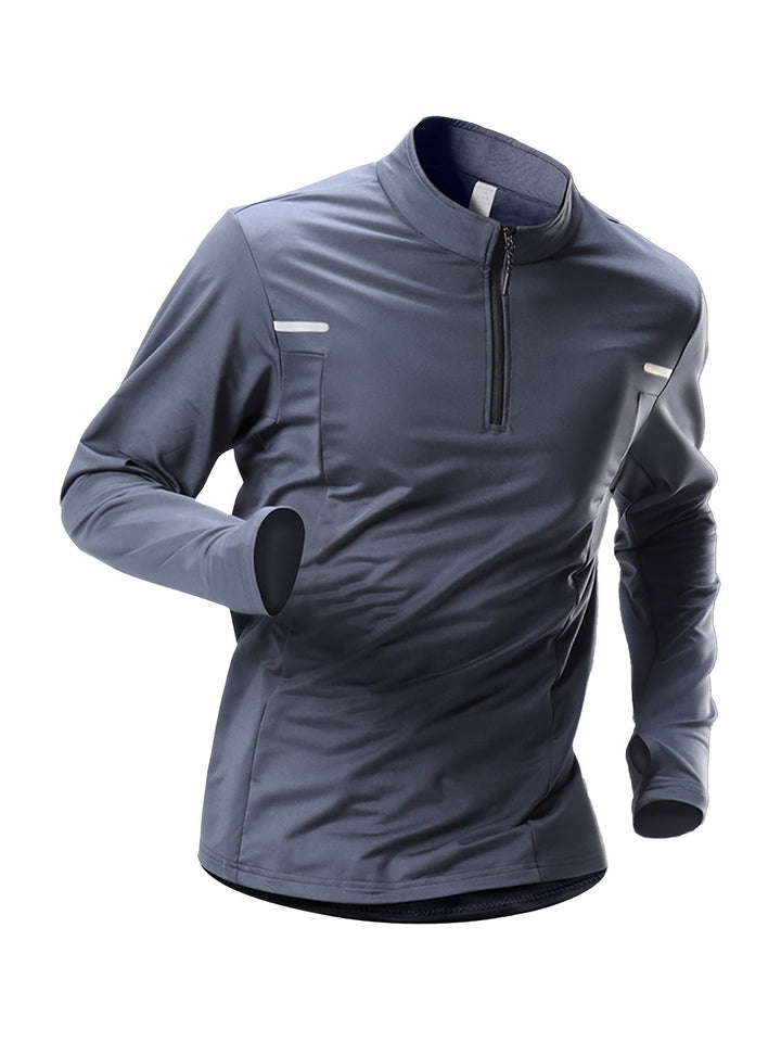 Heren Sportshirt Lange Mouw | Zip-Up & Ademend | Slijtvast & Stretch | Gestreept met 3D Detail