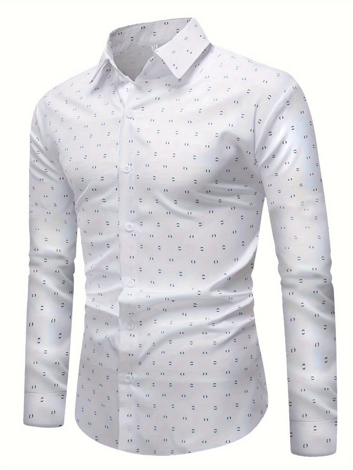 Heren Overhemd | Stippenprint & Comfortabel | Lange Mouw & Casual Stijl