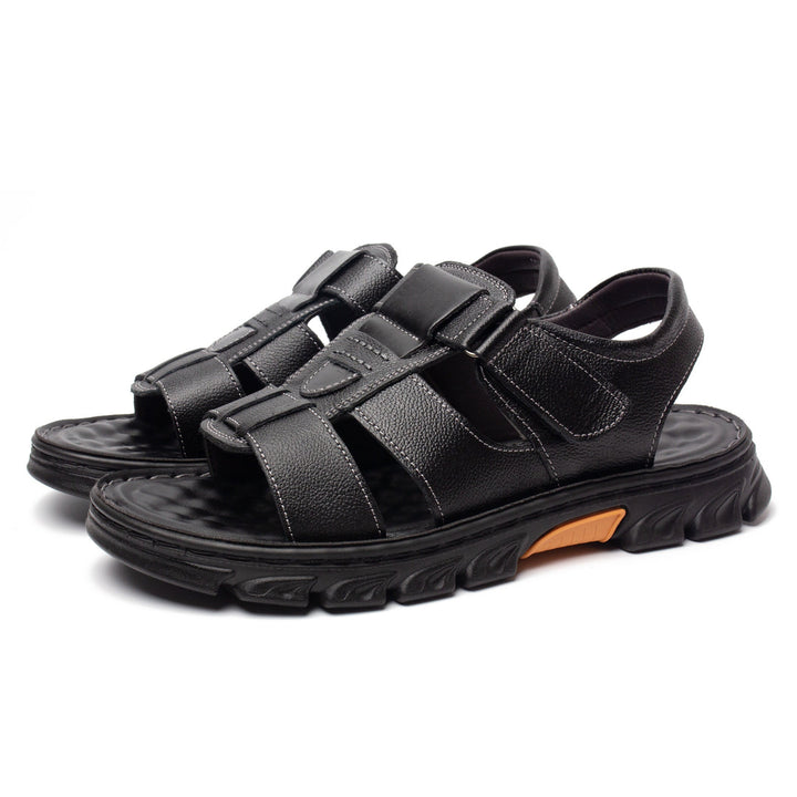 Heren Sandalen | Open Teen & Klittenband | Comfortabel & Antislip | Rundleer & Rubber Zool