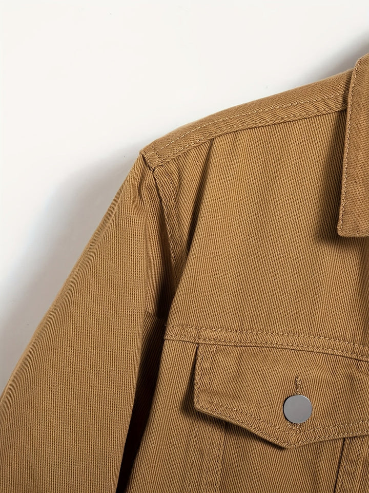 Heren Denim Jas | Klassiek & Duurzaam | Knoopsluiting & Borstzakken | Bruin