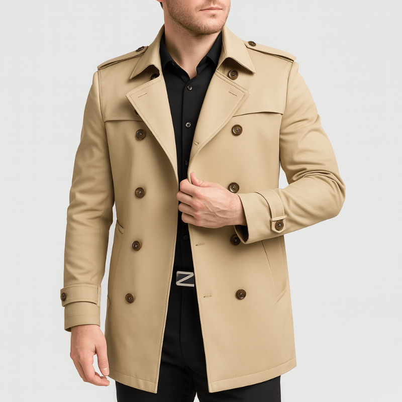 Jassen Heren | Dubbelrijig Trenchcoat | Klassiek Zakelijk Design