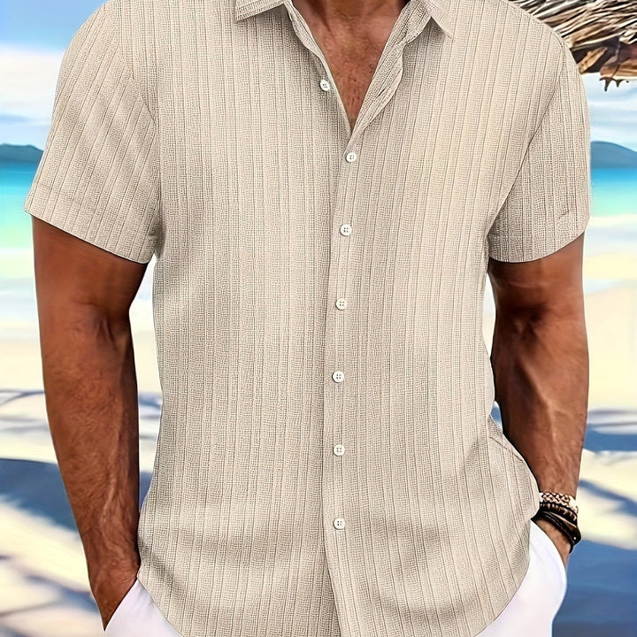 Heren Overhemd | Geweven Effen Design | Gesteven Kraag & Knoopsluiting | Casual Zomerstijl