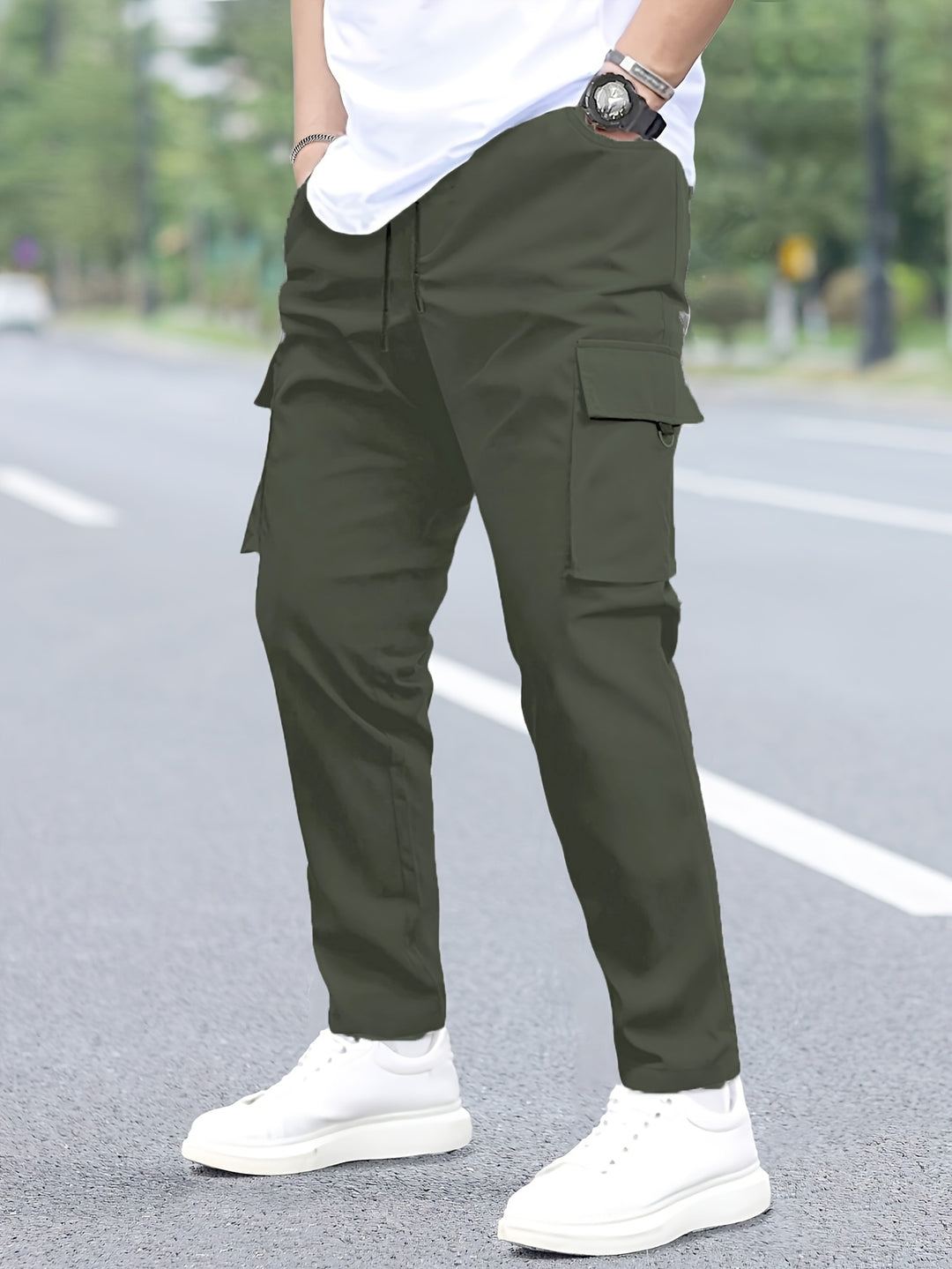 Cargo Broek Heren | Verstelbare Tailleband | Meerdere Zakken | Polyester