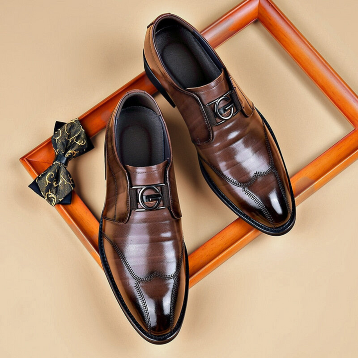 Heren Schoen | Leren Brogue Loafer | Puntige Neus & Klassiek Design | Dress Shoe