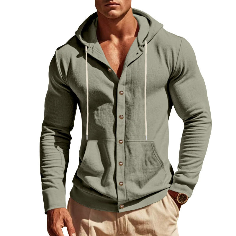 Heren Hoodie | Slimfit | Met Knoopjes | Capuchon