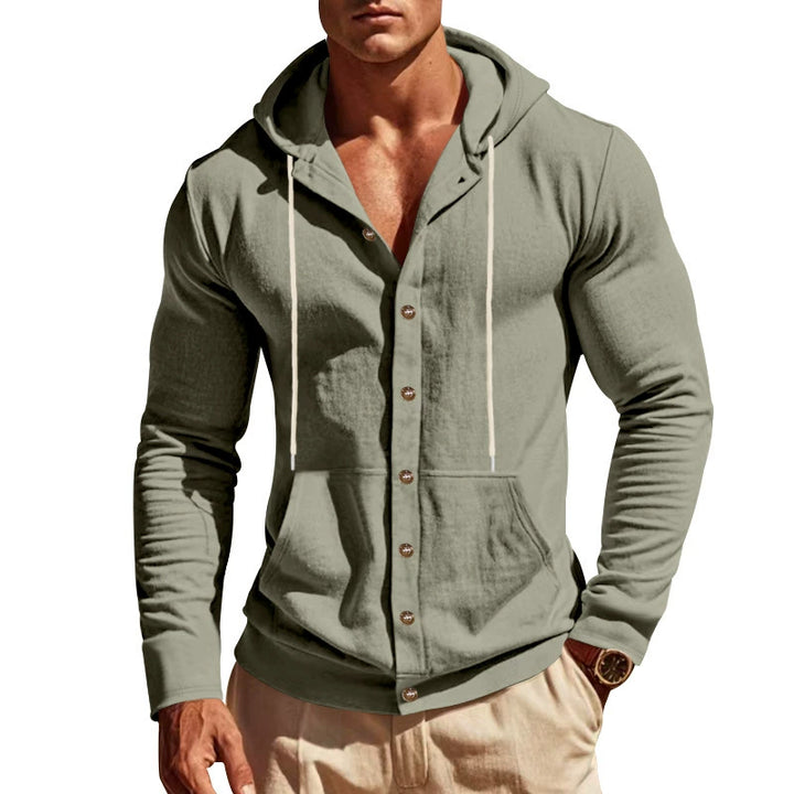 Heren Hoodie | Slimfit | Met Knoopjes | Capuchon