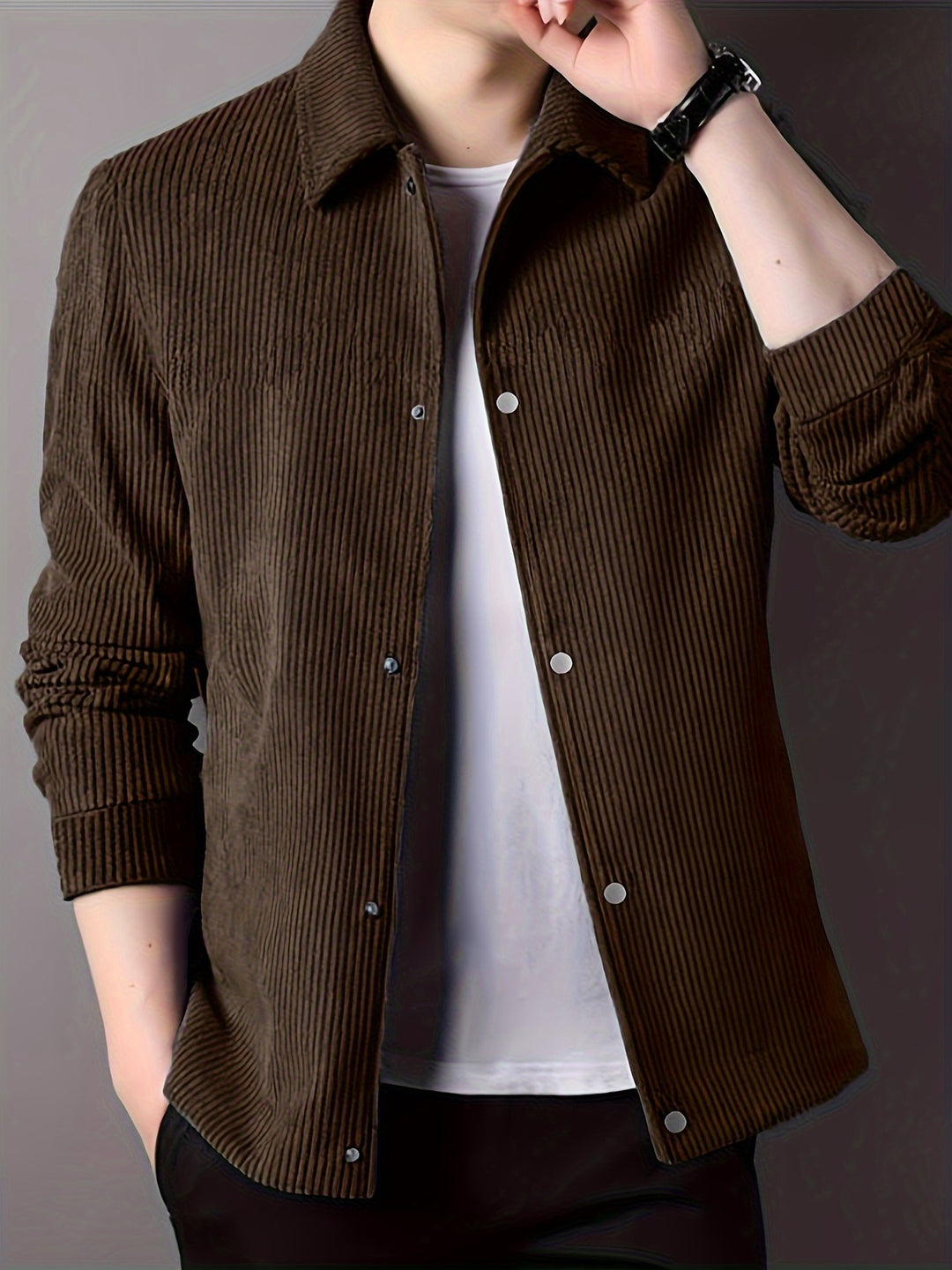 Heren Corduroy Jas | Casual & Werkstijl | Drukknopen & Zakken | Lente & Herfst
