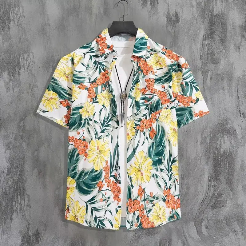 Heren Shirt | Korte Mouw | Tropische Bloemenprint | Zomer