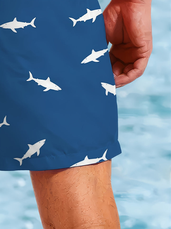 Heren Zwemshort | 3D Haaienprint | Sneldrogend & Trekkoord | Voor Strand & Zwemmen