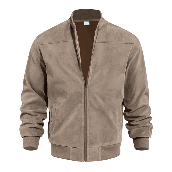 Winterjas Heren | Retro Zip-Up Jacket | Baseball Kraag & Effen Kleur Tussenjas