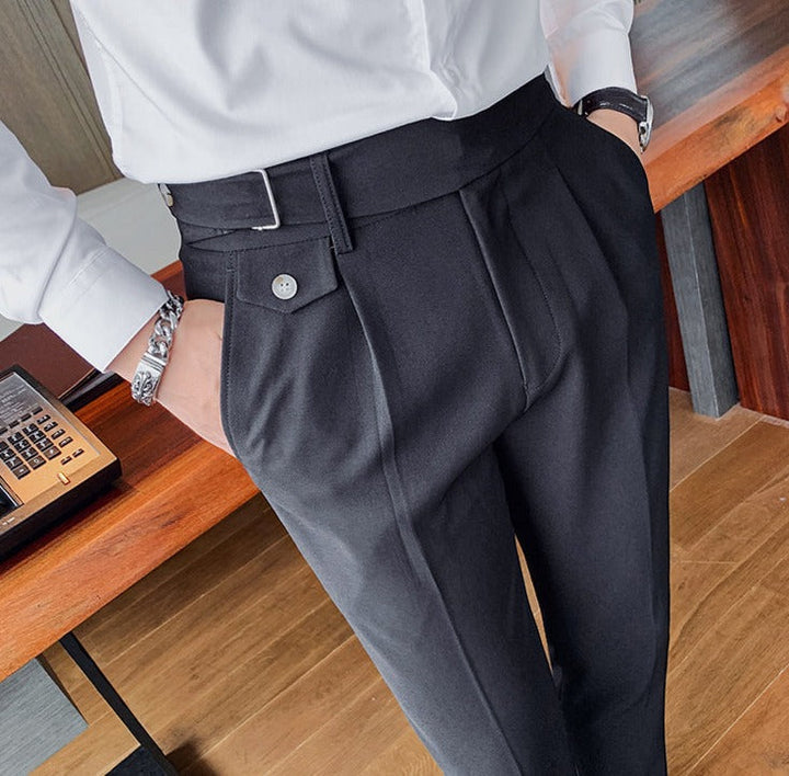 Heren Pantalon | Slim Fit | Smart Casual Engelse Stijl | Effen en Recht Model