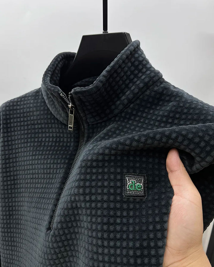 Heren Trui | Half-Zip Coltrui | Dubbelzijdig Plush & Gevoerd | Polyester & Spandex