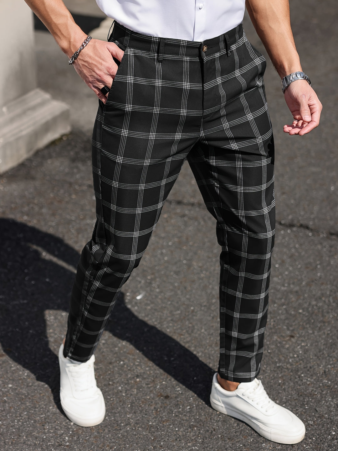 Heren Broek | Geruit Ontwerp | Rechte Pijp | Comfort & Zakken | Lente en Herfst