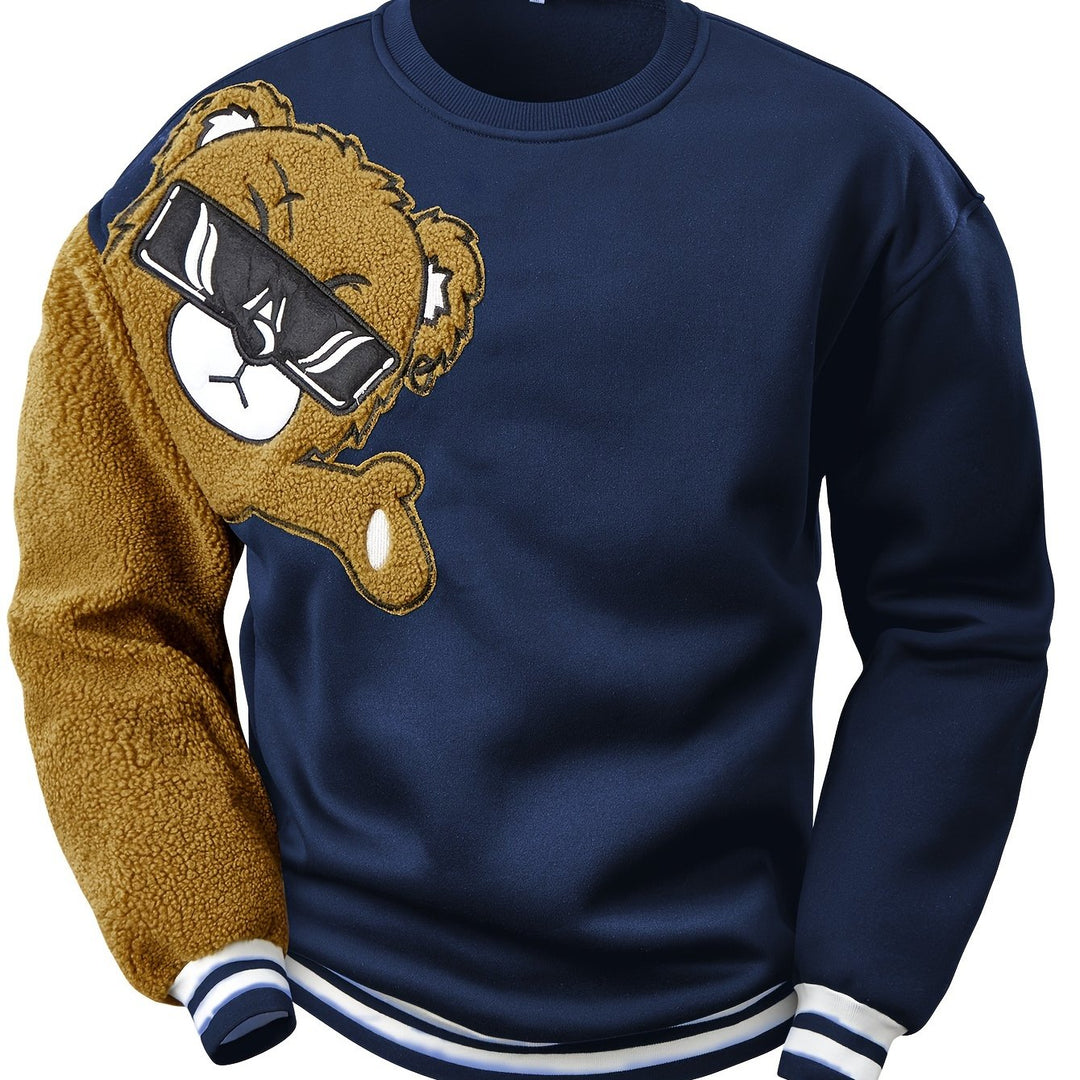 Heren Trui | Teddybeer Design | Losse Pasvorm | Ronde Hals & Lange Mouw