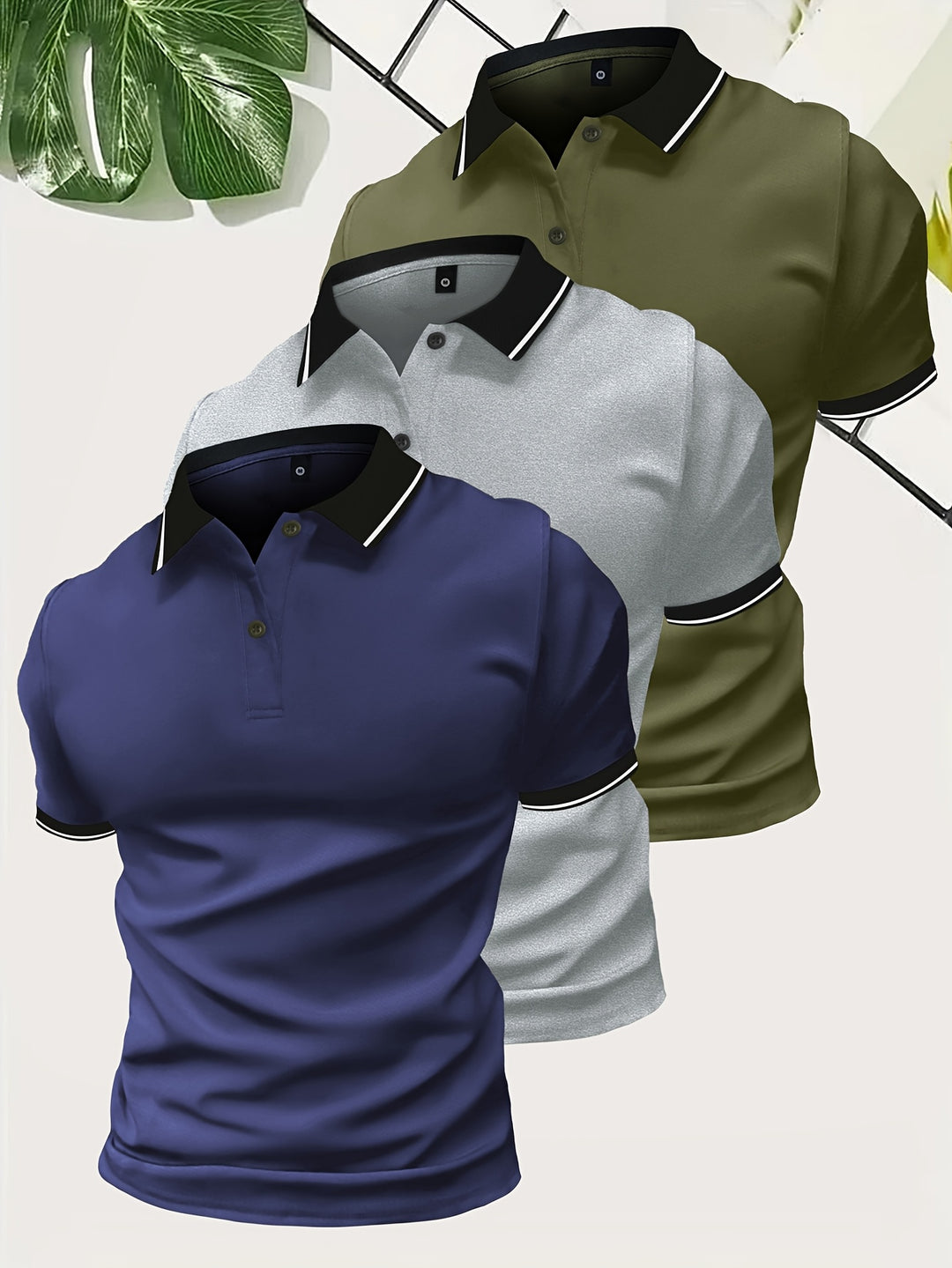Heren 3 stuks Polo Shirt  | Casual & Effen Kleur | Lichtgewicht Polyester | Korte Mouw