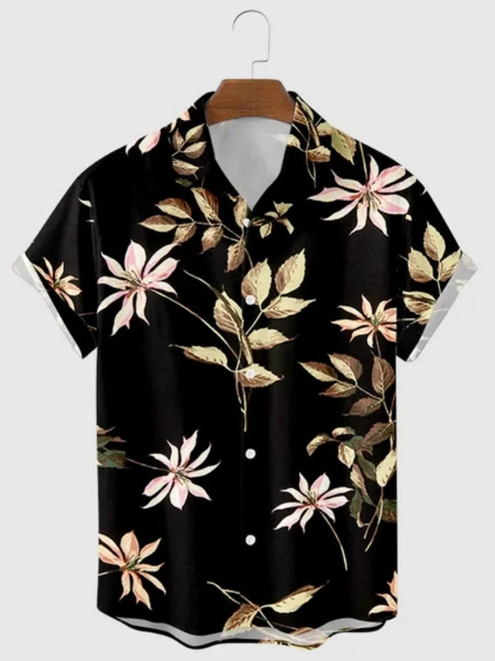 Heren Shirt | Korte Mouw | Tropische Bloemenprint | Zomer