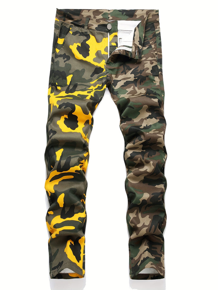 Heren Camouflage Broek | Strakke pasvorm | Gewassen Look | Alle Seizoenen