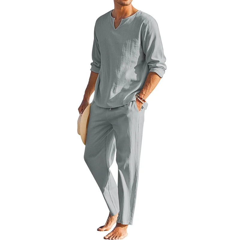Heren Set | Straight | Lange Mouw Met Elastische Taille | Zomer