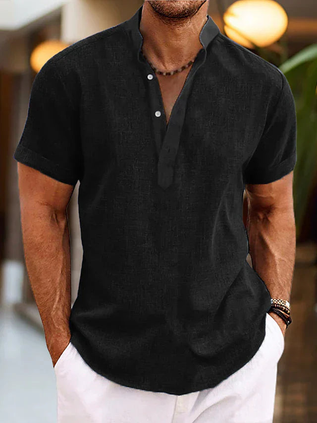 Heren Shirt | Straight | Opstaande Kraag | Zomer