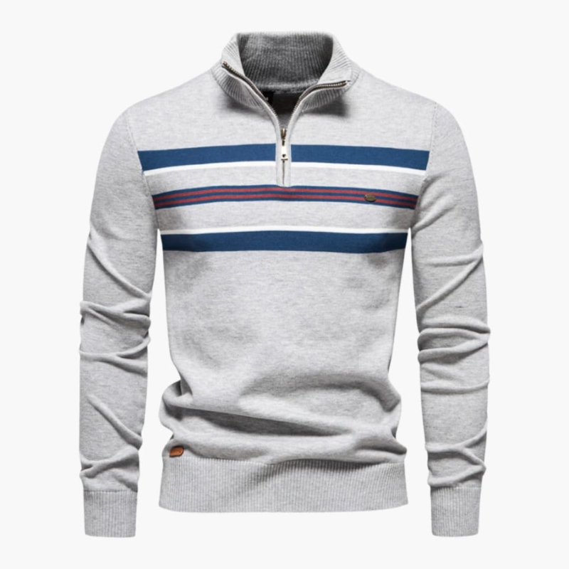 Truien Heren | Half-Zip Trui met Strepen & Comfort Fit
