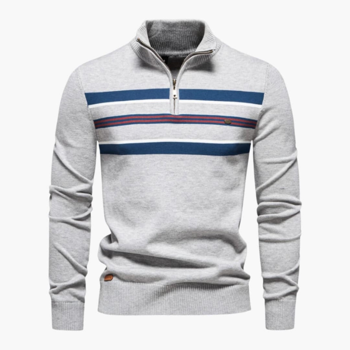 Truien Heren | Half-Zip Trui met Strepen & Comfort Fit