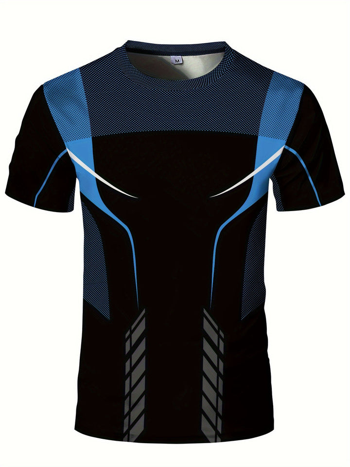 Heren T-shirt | Geometrische Print | High-Elastisch & Sneldrogend | Sporttop Zomer
