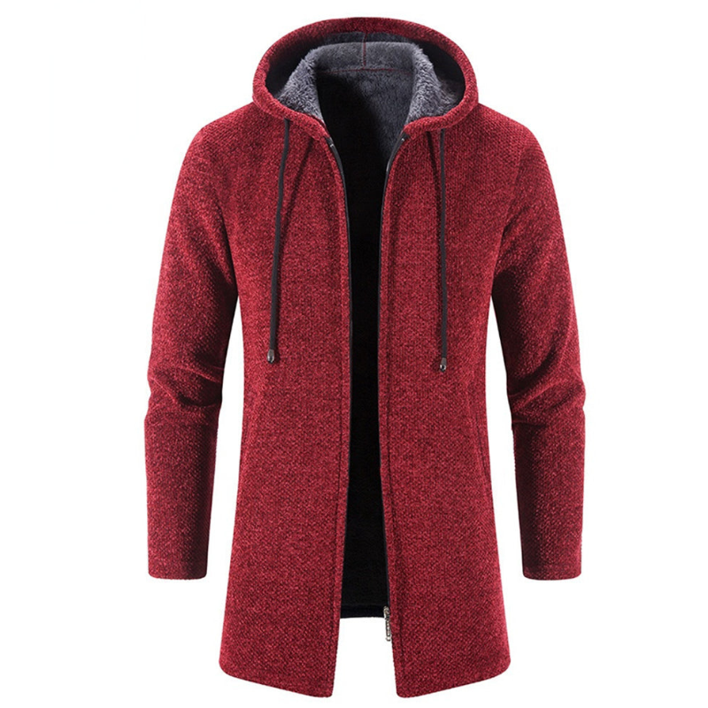 Vest Heren | Warme Lange Cardigan | Met Capuchon | Rits Sluiting