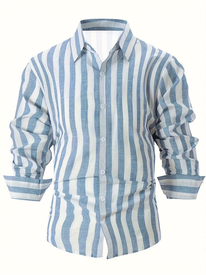 Heren Overhemd | Gestreept & Comfort Stretch | Korte Mouw & Reverskraag